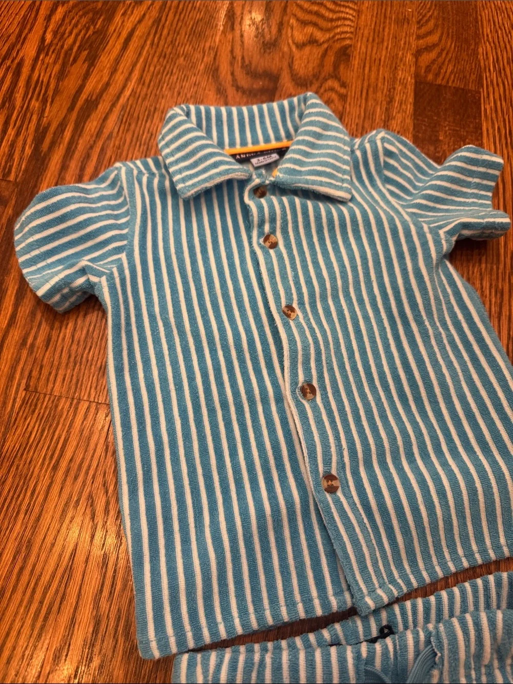 Andy & Evan baby boy turquoise terry shorts and top set